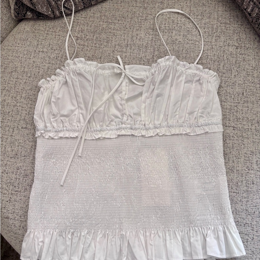Zara White Ruffled Camisole Top